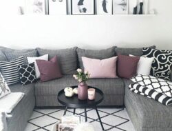 Grey White And Purple Living Room