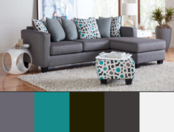 Teal Black And Grey Living Room