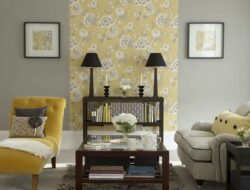Yellow Feature Wallpaper Living Room