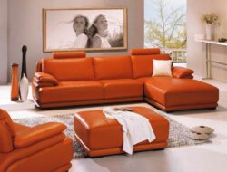 Orange Leather Living Room Furniture