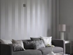 Grey Striped Wallpaper Living Room