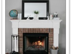 Grey Living Room With Brick Fireplace