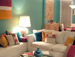 Peach And Teal Living Room