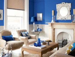 Bright Blue Walls Living Room