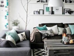 Gray White Turquoise Living Room