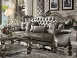 Silver Leather Living Room Set