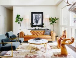 Leather And Velvet Living Room