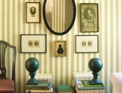 Green Striped Wallpaper Living Room
