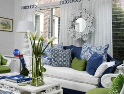 Living Room With Blue And Green Accents