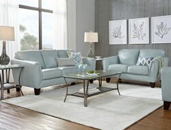 Aqua Leather Living Room Set