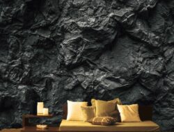 Black Stone Wall Living Room