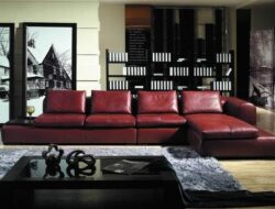 Maroon Leather Couch Living Room