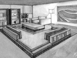 2 Point Perspective Living Room Drawing