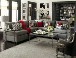Gray Living Room With Red Accents