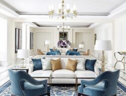 Blue Living Room With Gold Accents