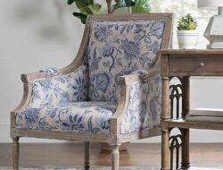 Blue Floral Accent Chair Living Room