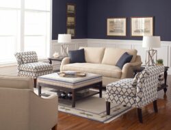 Navy Blue And Tan Living Room