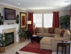 Tan And Maroon Living Room