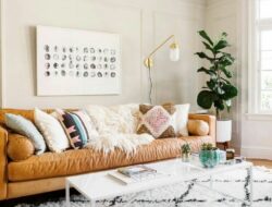 Leather Couch Boho Living Room