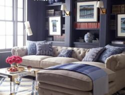 Blue And Khaki Living Room
