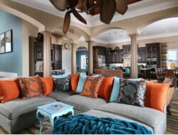 Gray Blue And Orange Living Room