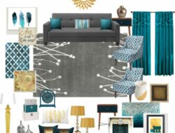 Teal Gold And Gray Living Room