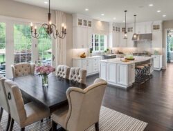 White Open Concept Kitchen And Living Room