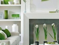White Living Room With Green Accents