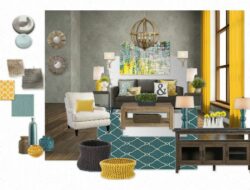 Yellow Teal And Gray Living Room