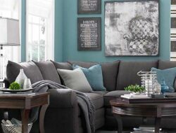 White Grey And Teal Living Room