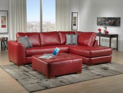 Living Room With Red Leather Sofa