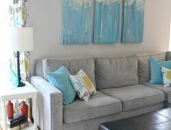 Light Grey And Turquoise Living Room
