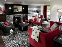 Living Room Ideas Red Black And White