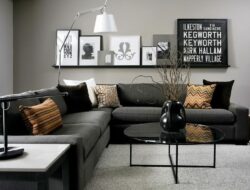 Dark Grey And White Living Room