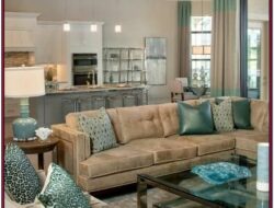 Teal Brown And Silver Living Room