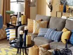 Navy And Yellow Living Room Accessories