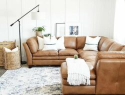 Living Room Brown Leather Sectional