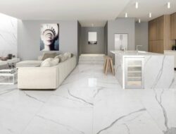 Statuario Marble Flooring Living Room