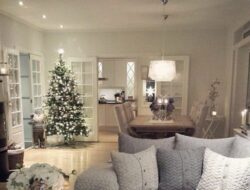Christmas Decorations In Grey Living Room