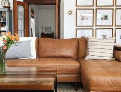 Caramel Leather Living Room Set