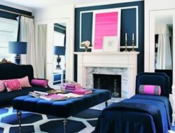 Navy Blue And Pink Living Room Decor