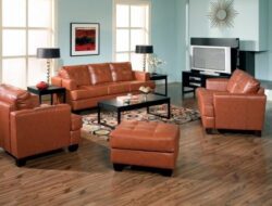 Burnt Orange Leather Living Room Set
