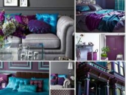Teal Purple And Grey Living Room