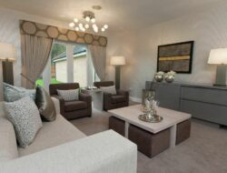 Brown Cream And Silver Living Room