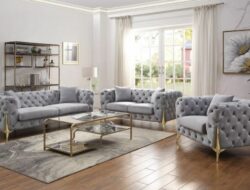 Gray Tufted Living Room Set