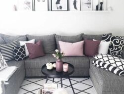 Grey White And Mauve Living Room