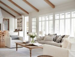 Vaulted Living Room With Beams