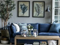 Navy Leather Sofa Living Room