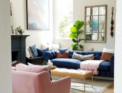 Navy Blue And Blush Living Room