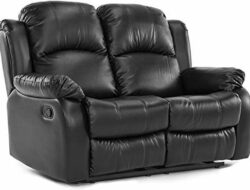 Classic Double Reclining Loveseat Bonded Leather Living Room Recliner Black